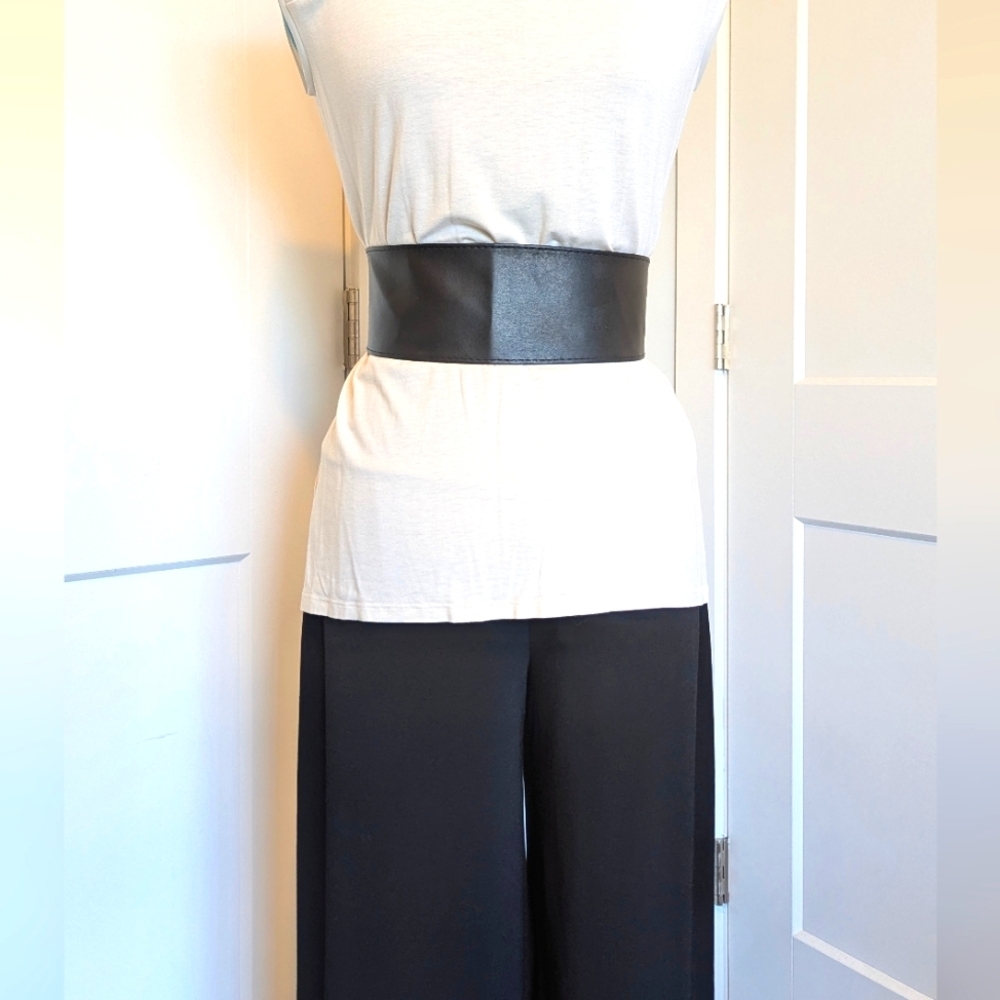 Womens Belt Faux Leather Black Adjustable Tie-back 96" Long Unbranded NWOT